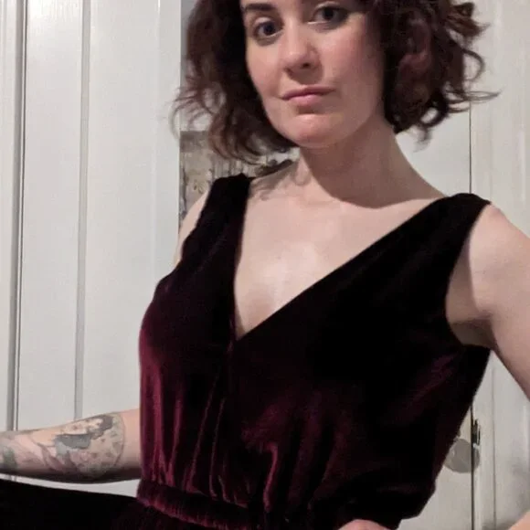 Ripley Rader 2 Velvet Dress Burgundy Red Low Deep Cut V Neck - Picture 9 of 11